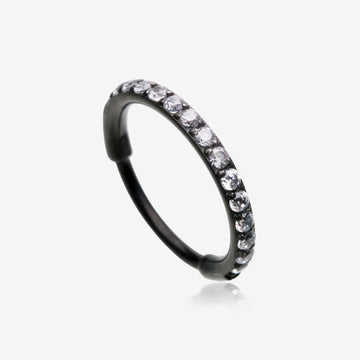 Blackline Brilliant Sparkle Gems Lined Clicker Hoop Ring-Clear Gem